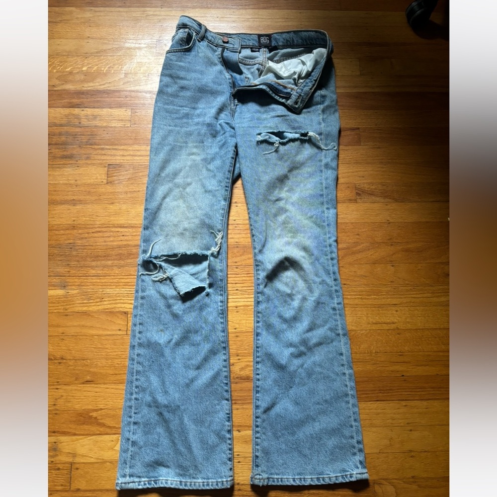 ripped bootcut jeans